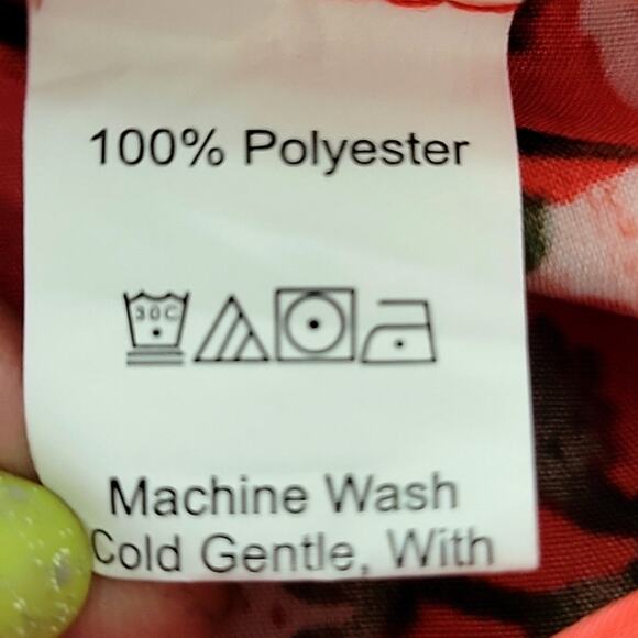 Red Floral Off the Shoulder Mini Dress Belled Sleeves Elastic Top  Size L - Picture 9 of 10